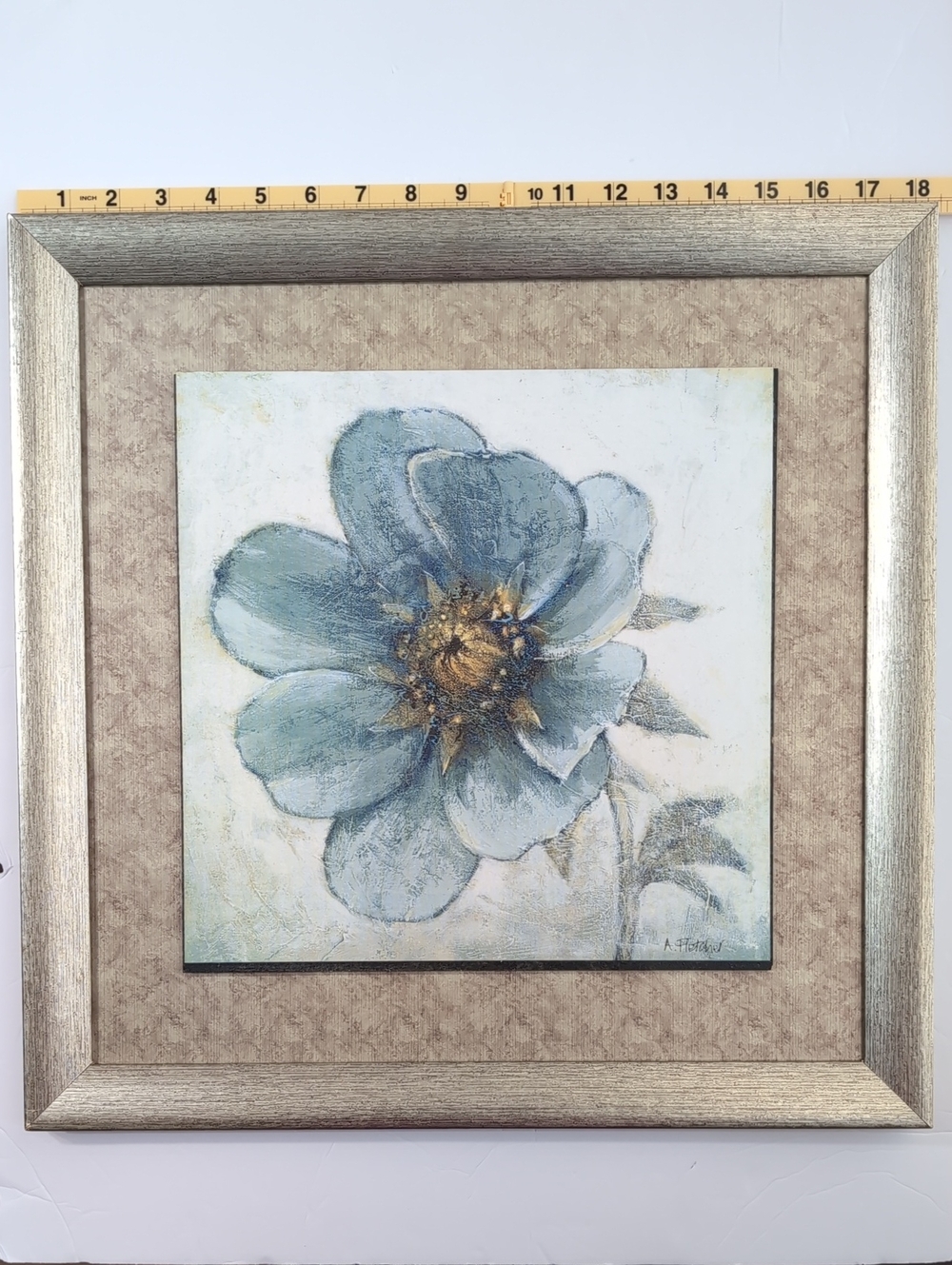 Framed Square Blue Floral Wall Art Print